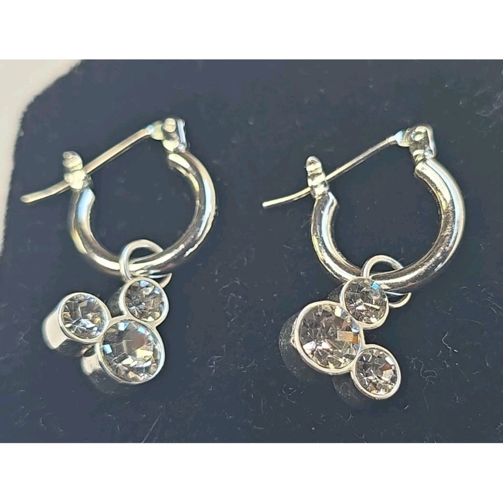 Disney Mickey Mouse Hoop Earrings Silver-Plated Brass Jacmel Jewelry